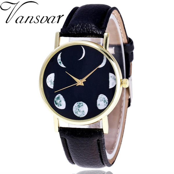 Watch Moon Patternlor Male And Female Strap Wrist Watch