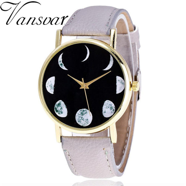 Watch Moon Patternlor Male And Female Strap Wrist Watch