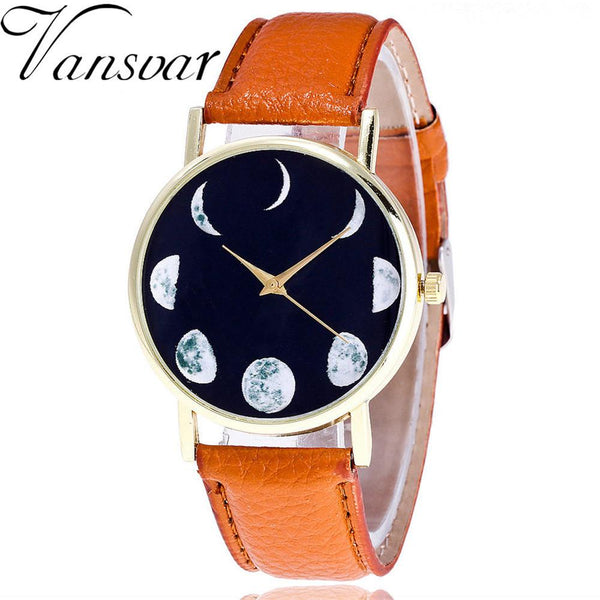 Watch Moon Patternlor Male And Female Strap Wrist Watch