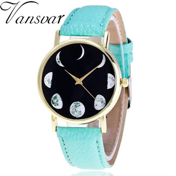 Watch Moon Patternlor Male And Female Strap Wrist Watch