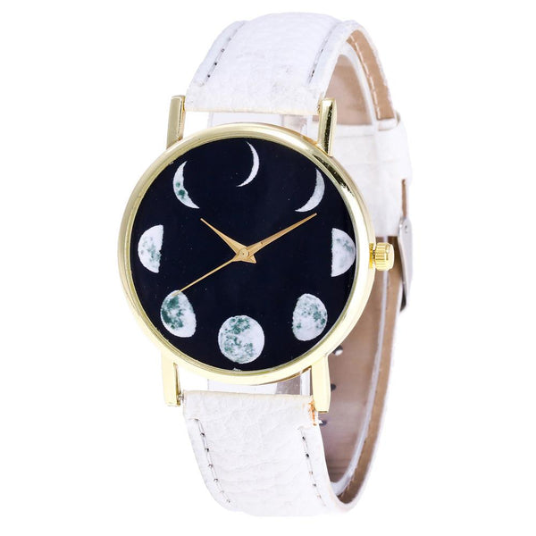 Watch Moon Patternlor Male And Female Strap Wrist Watch