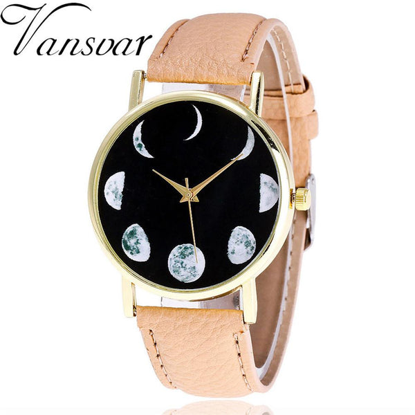 Watch Moon Patternlor Male And Female Strap Wrist Watch