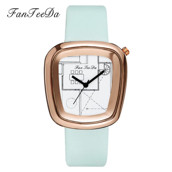 Luxury Fashion Leather Band Analog Quartz Round Wrist Watch Watches