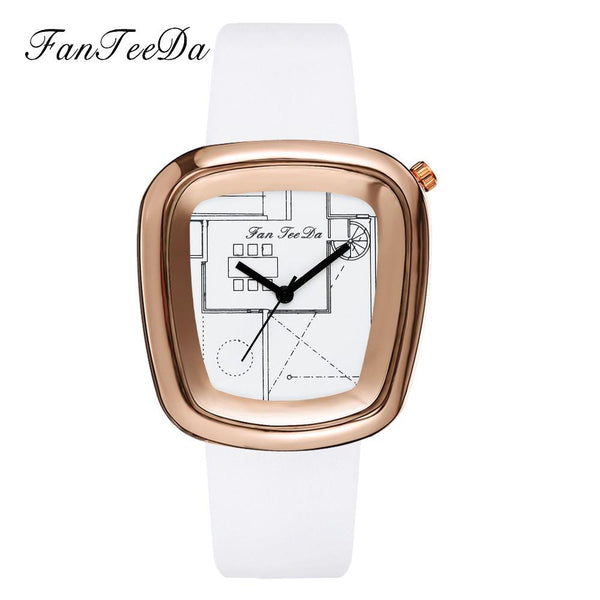 Luxury Fashion Leather Band Analog Quartz Round Wrist Watch Watches