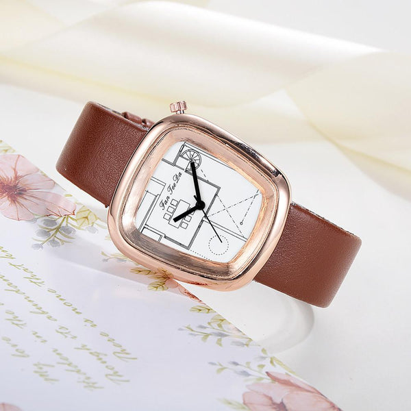 Luxury Fashion Leather Band Analog Quartz Round Wrist Watch Watches