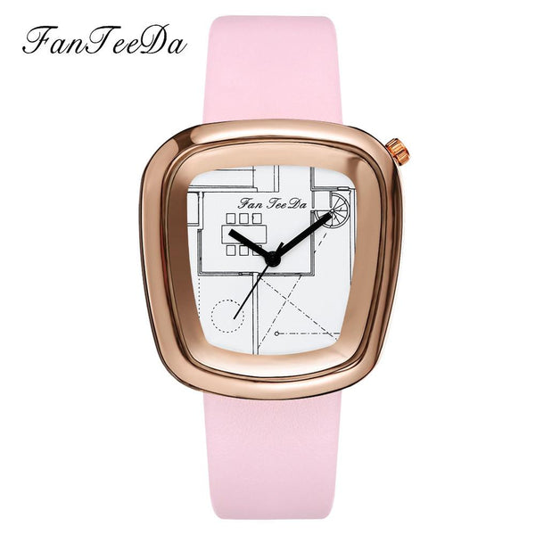 Luxury Fashion Leather Band Analog Quartz Round Wrist Watch Watches