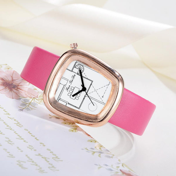 Luxury Fashion Leather Band Analog Quartz Round Wrist Watch Watches