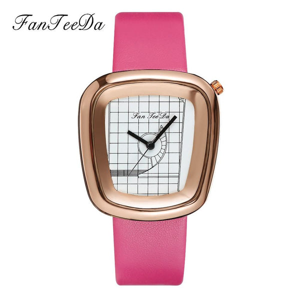 Luxury Fashion Leather Band Analog Quartz Round Wrist Watch Watches