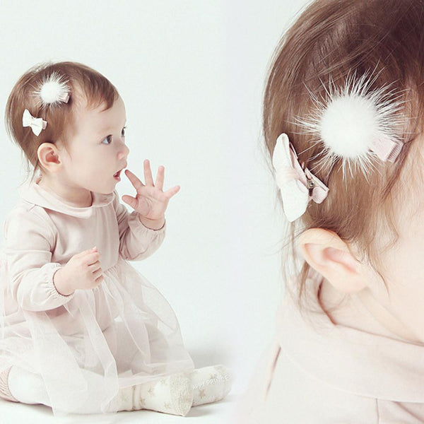 1 Set Baby Girls Sequins Mink cashmere Bowknot Hairpin Headdress