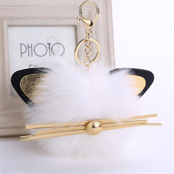 12CM Cute Cat Owl Keychain Pendant Women Key Ring Holder Pompoms Key Chains