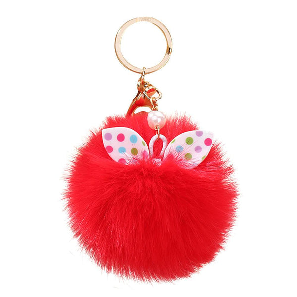 15CM Cute Owl Keychain Pendant Women Key Ring Holder Pompoms Key Chains