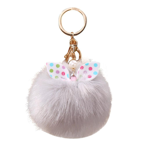 15CM Cute Owl Keychain Pendant Women Key Ring Holder Pompoms Key Chains