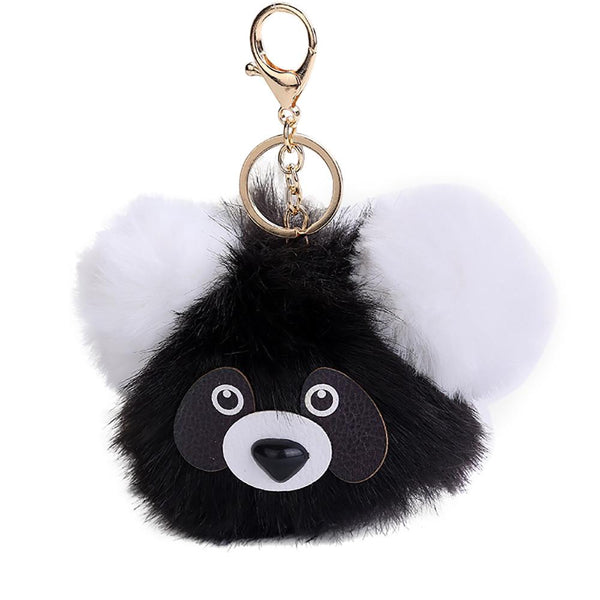 15CM Cute Panda Keychain Pendant Women Key Ring Holder Pompoms Key Chains