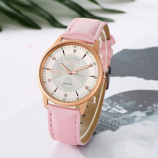 Women Fashion Leather Band Analog Quartz Round Wrist Watch Watches