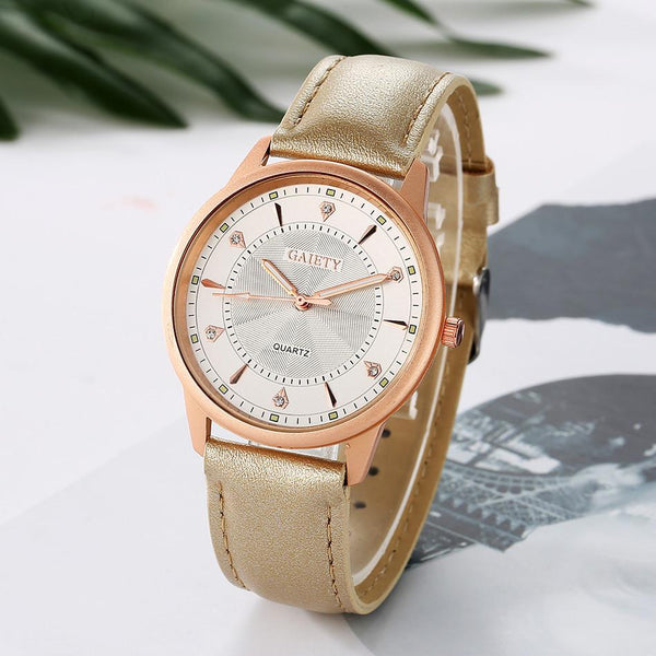 Women Fashion Leather Band Analog Quartz Round Wrist Watch Watches