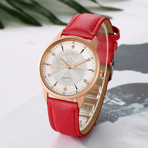 Women Fashion Leather Band Analog Quartz Round Wrist Watch Watches