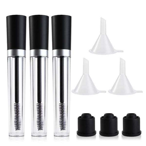 FRCOLOR 3pcs 7.5ml Empty Mascara Tube with 3pcs Eyelash Wand Eyelash Cream Container Bottle & Rubber Inserts & Funnels for Castor Oil