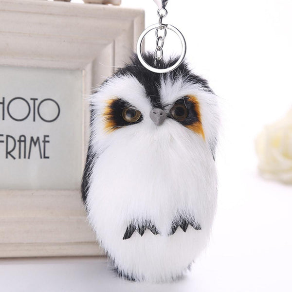 15CM Cute Owl Keychain Pendant Women Key Ring Holder Pompoms Key Chains A