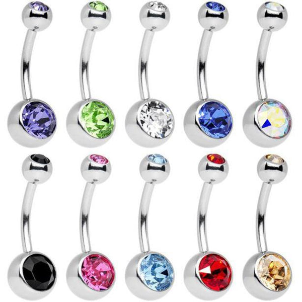 10pc Piece Stainless Steel Assorted Colors Belly Button Ring