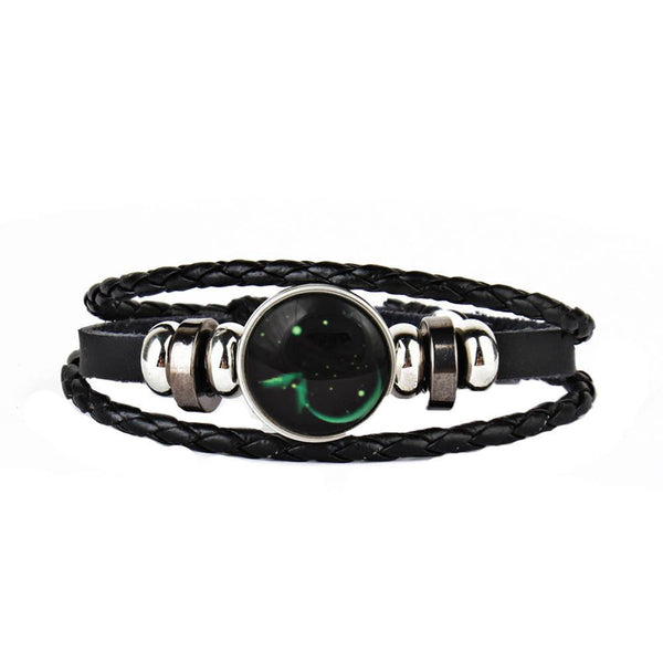 12 Constellations Faux Leather Bracelet Unisex's Braided Bangle A