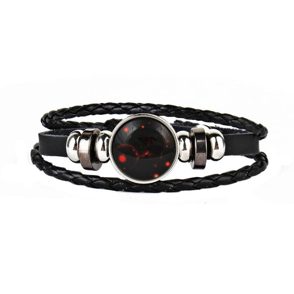 12 Constellations Faux Leather Bracelet Unisex's Braided Bangle A