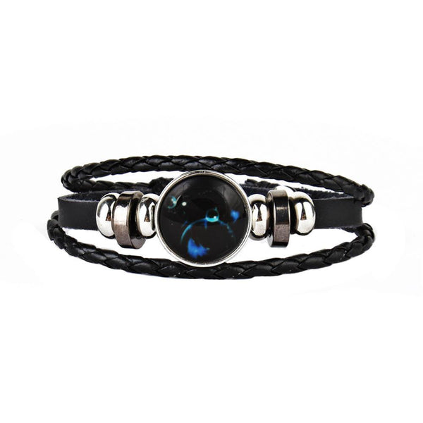 12 Constellations Faux Leather Bracelet Unisex's Braided Bangle A