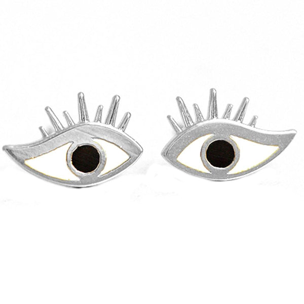 1 Pair New Fashion Simple Eye With EyelashHead Alloy Women Stud Earrings GD