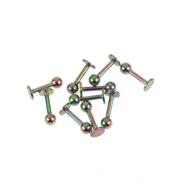 10PCs Allergy-needle Flat T-shaped Navel Nail Lip Small Earrings Colored