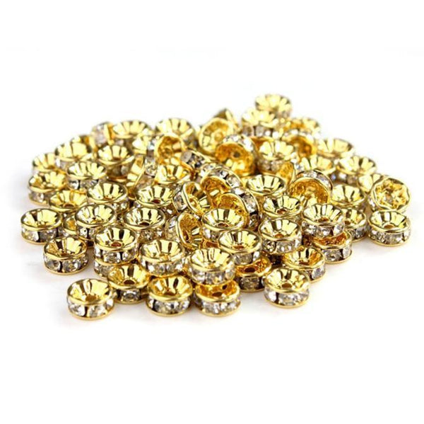 100 Pcs Rhinestone Crystal Spacer Bead 8mm Multicolor