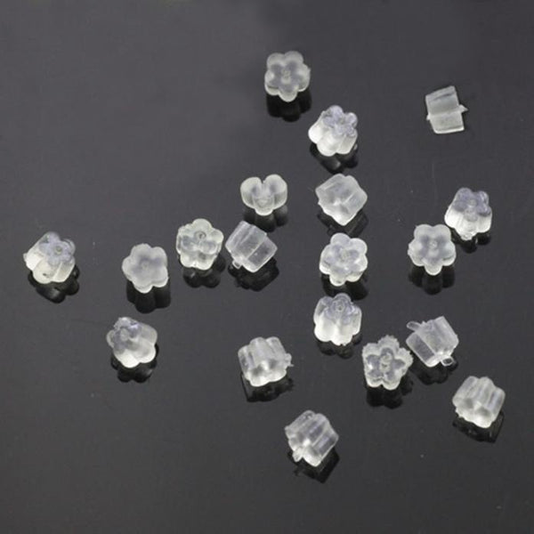 144PCS Clear Rubber Flower Shape Clutch Earring Safety Backs For Earrings