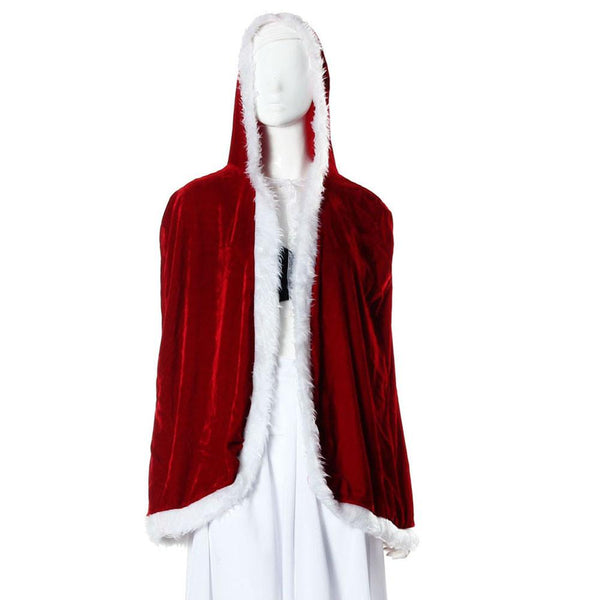 1 M Deluxe Red Velvet Christmas Hooded Cape Cloak Costume women Fashion