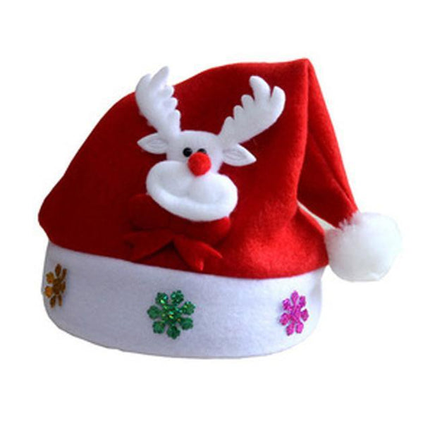 12pcs Christmas Wapiti Red Hat Set Cozy Soft Warm Childre Santa  Headgear