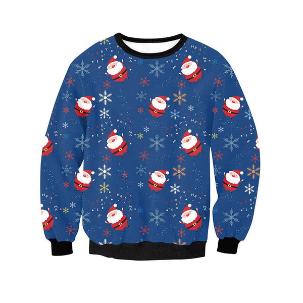 Women Long Sleeve Pullover Sweatshirt Santa Claus Christmas T-Shirt Tops