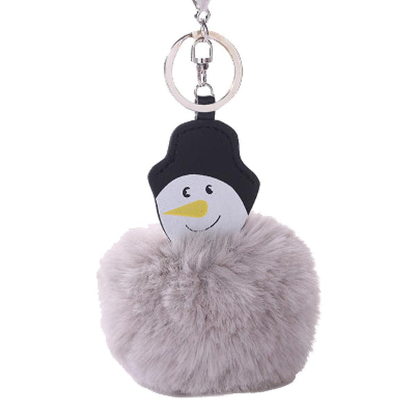 15CM Christmas Snowman Keychain Pendant Women Key Ring Holder Pompoms Key Chains