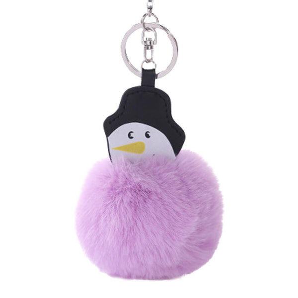 15CM Christmas Snowman Keychain Pendant Women Key Ring Holder Pompoms Key Chains