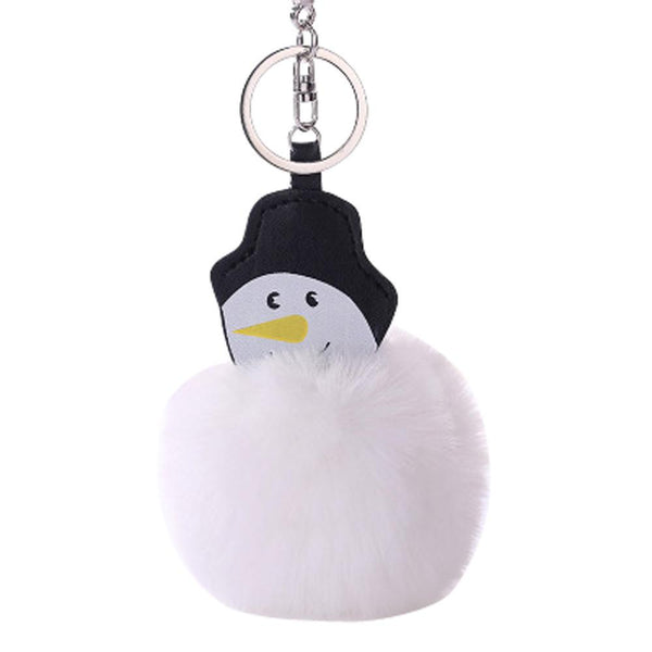 15CM Christmas Snowman Keychain Pendant Women Key Ring Holder Pompoms Key Chains