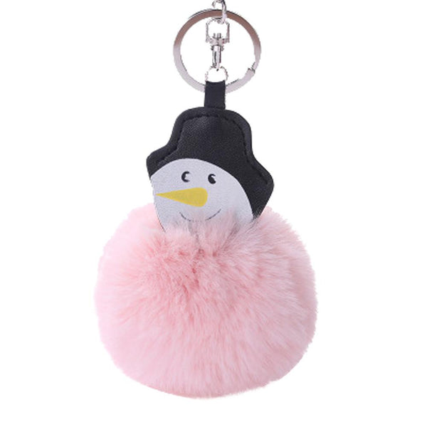 15CM Christmas Snowman Keychain Pendant Women Key Ring Holder Pompoms Key Chains